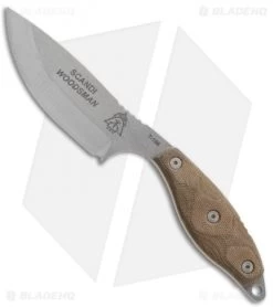 TOPS Knives Scandi Woodsman Fixed Blade Knife (3.5" Stonewash) SWOOD-3.5