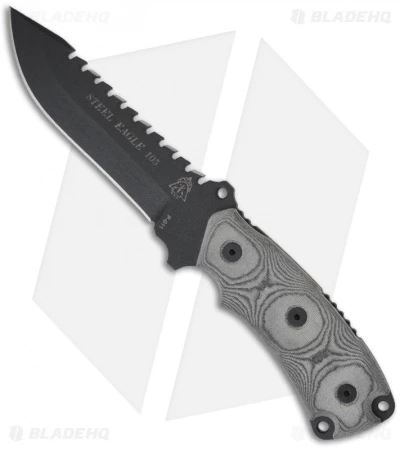 TOPS Knives Steel Eagle 105 Fixed Blade Knife (5" Black Plain) 105HP